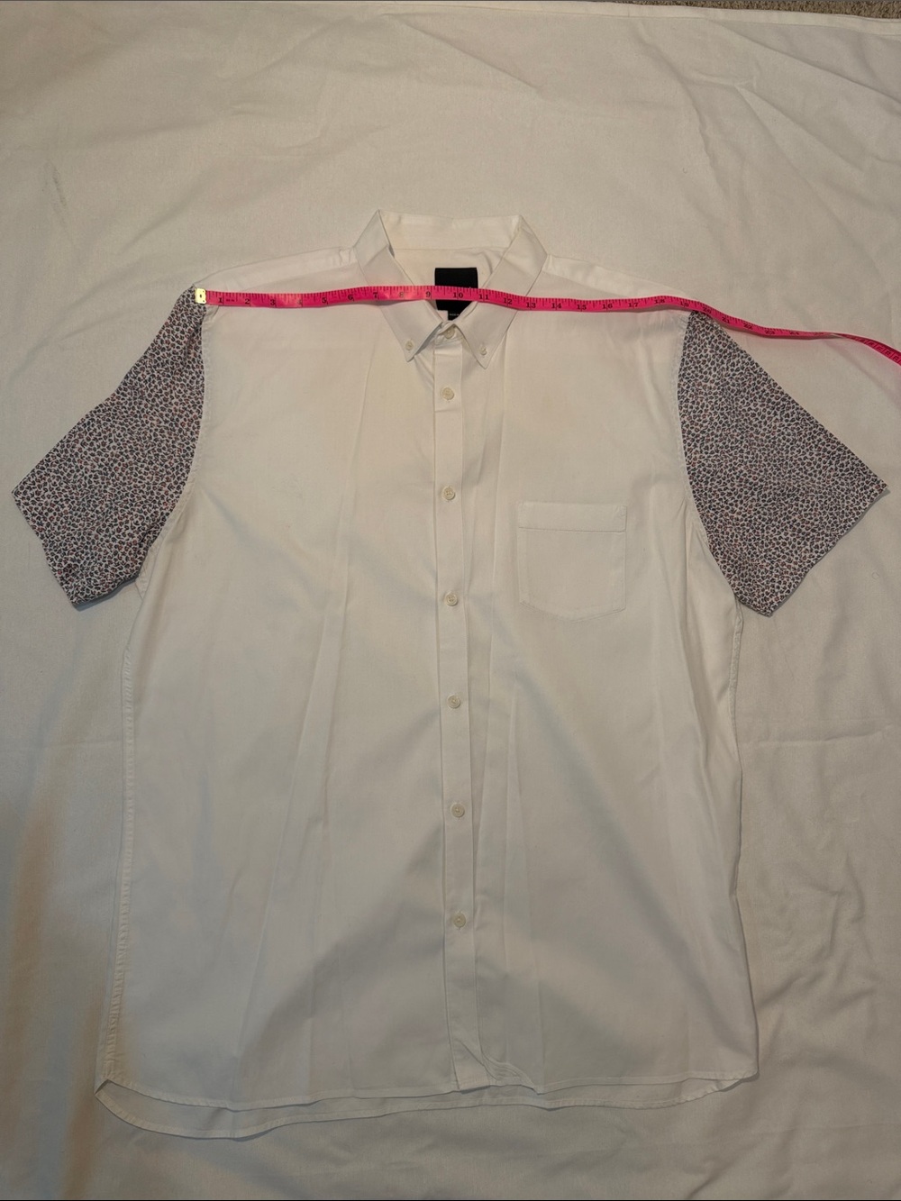 Barney Cools White Button-Down with Patterned Short Sleeves